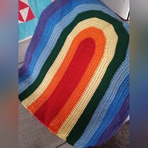Baby Afghan Lapghan Hand Crocheted NEW 28" x 32" Rainbow Blanket